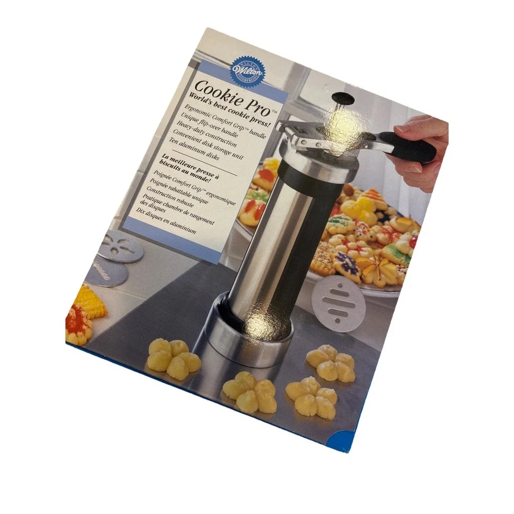 Vintage‎ Wilton Cookie Pro Press 10 Decorating Disks Comfort Grip Heavy Duty